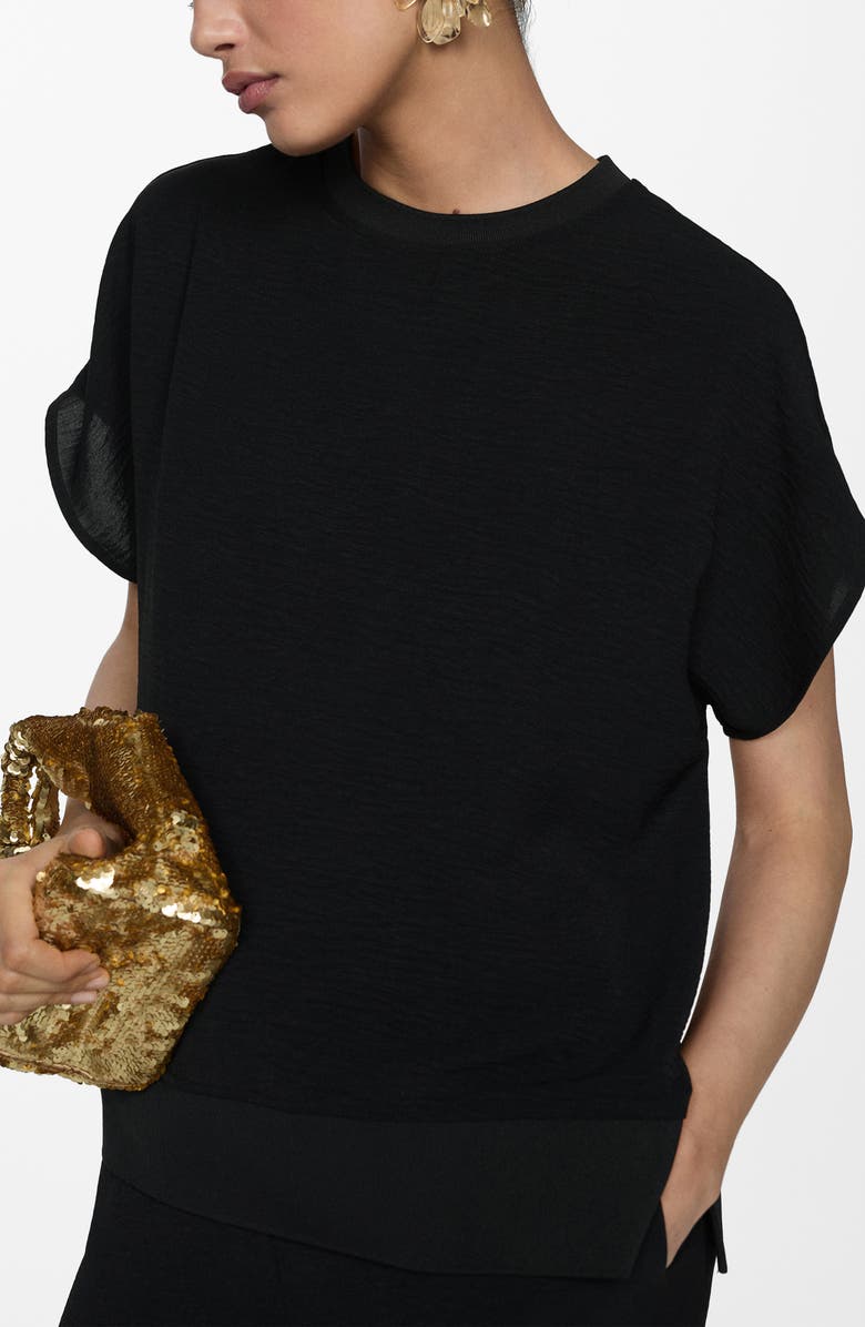 MANGO Fluid Dolman Short Sleeve Woven T-Shirt, Alternate, color, 