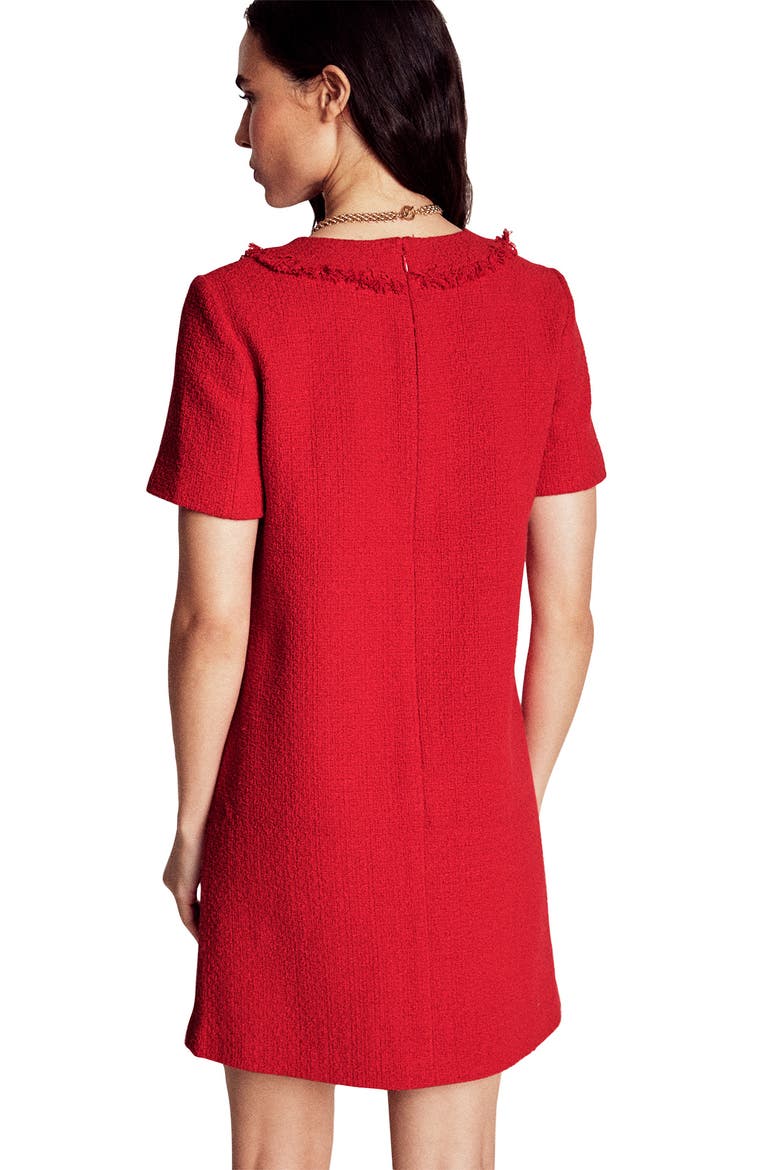 Button Detail Cotton Blend Tweed Minidress, Alternate, color, POPPY RED