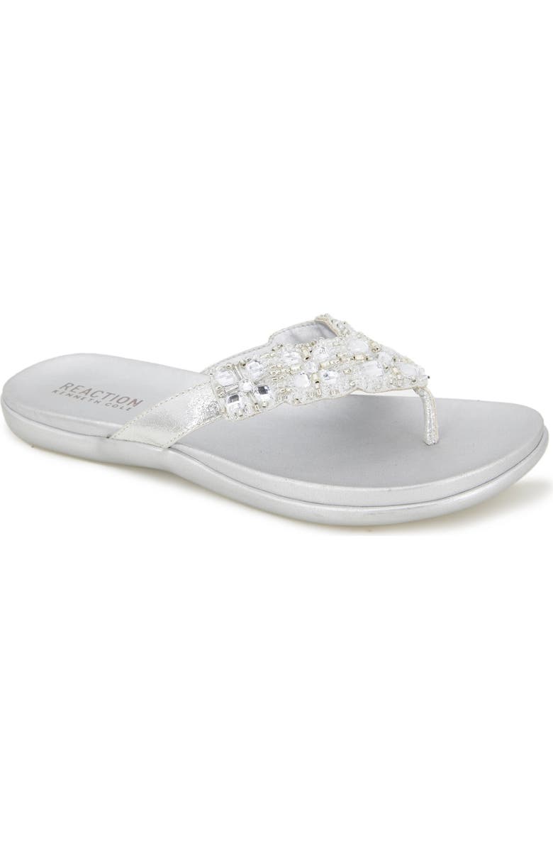 Kenneth Cole Reaction Glam-Athon Embellished Thong Sandal, Main, color, Silver
