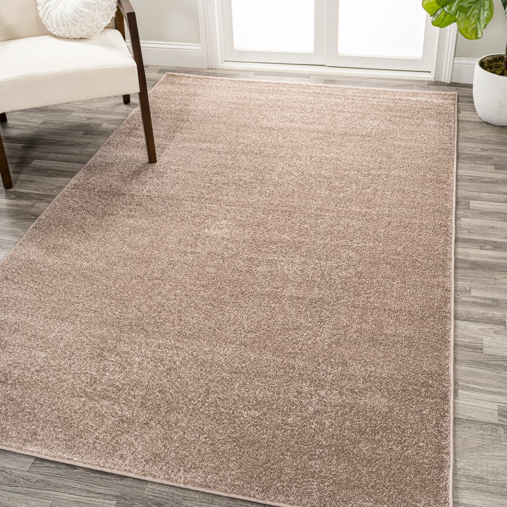 Jonathan Y Haze Solid Low-pile Area Rug In Beige/pearl