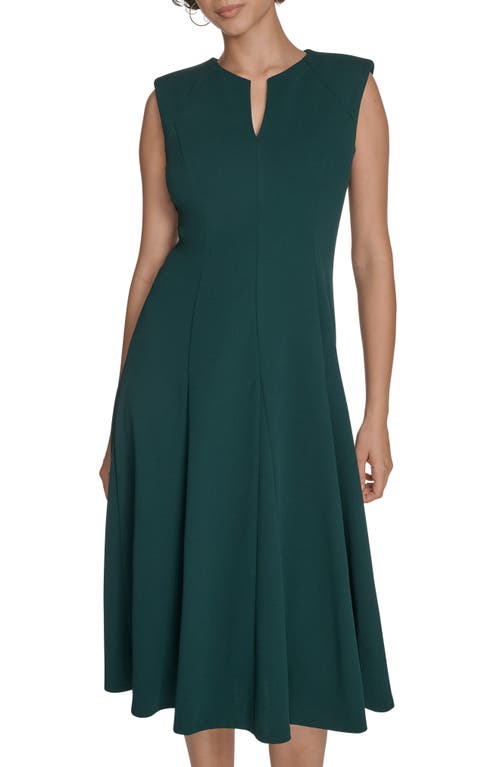 Calvin Klein Sleeveless A-line Midi Dress In Green