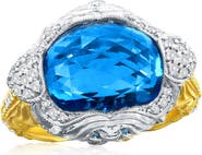 SOUZANA by Suzy Levian 18K Gold London Blue Topaz & Diamond Ring
