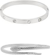 Adornia Set of 2 Snake & Clover Bracelets