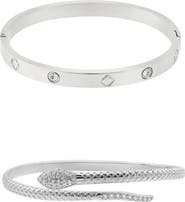 Adornia Set of 2 Snake & Clover Bracelets