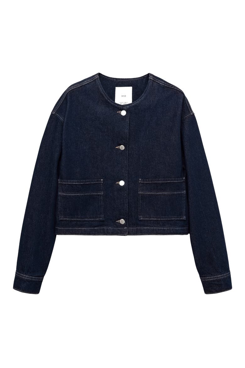Collarless Denim Jacket, Main, color, OPEN BLUE