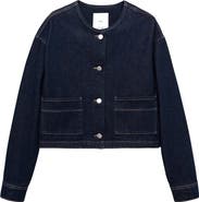 MANGO Collarless Denim Jacket