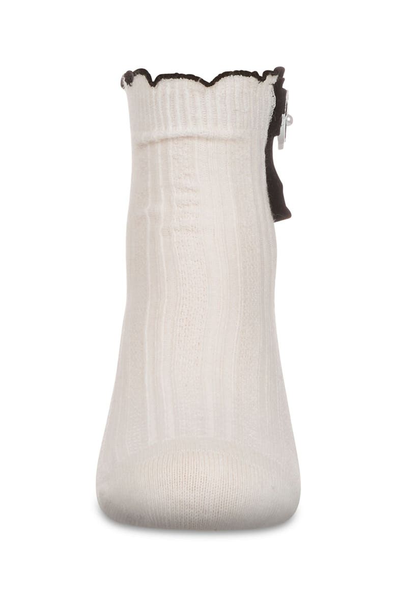 Floral Button Anklet Socks, Alternate, color, White