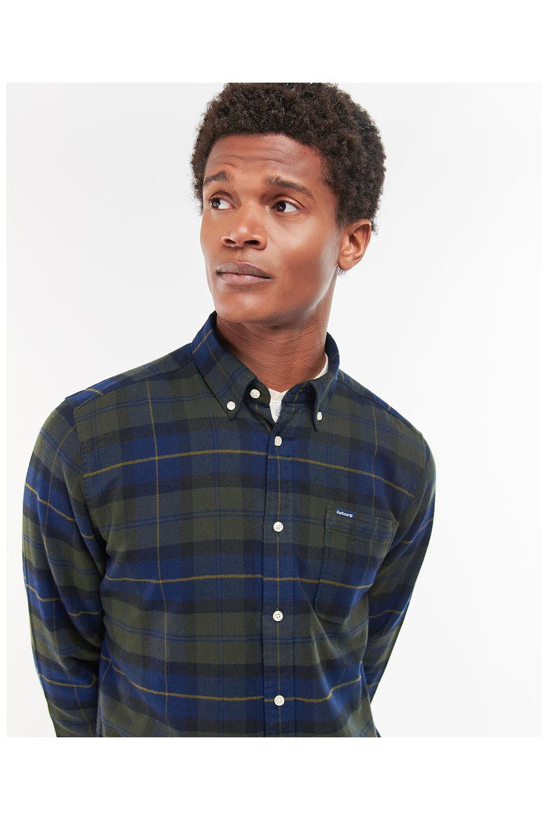 Kyeloch Tailored Fit Plaid Cotton Button-Down Shirt, Alternate, color, OLIVE NIGHT