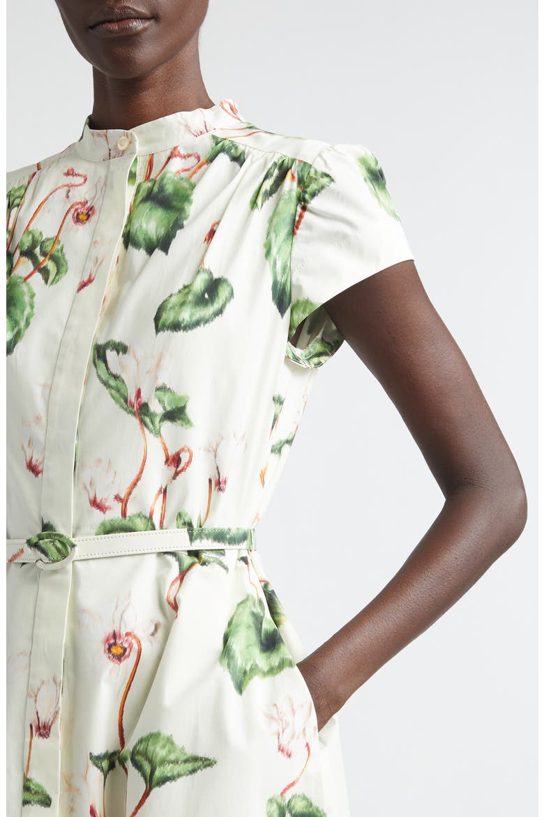 Chiné Cyclamen Cap Sleeve Poplin Dress, Alternate, color, WHITE/ IVORY