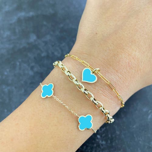 The Lovery Fine Jewelry Small Turquoise Clover Bracelet In Blue