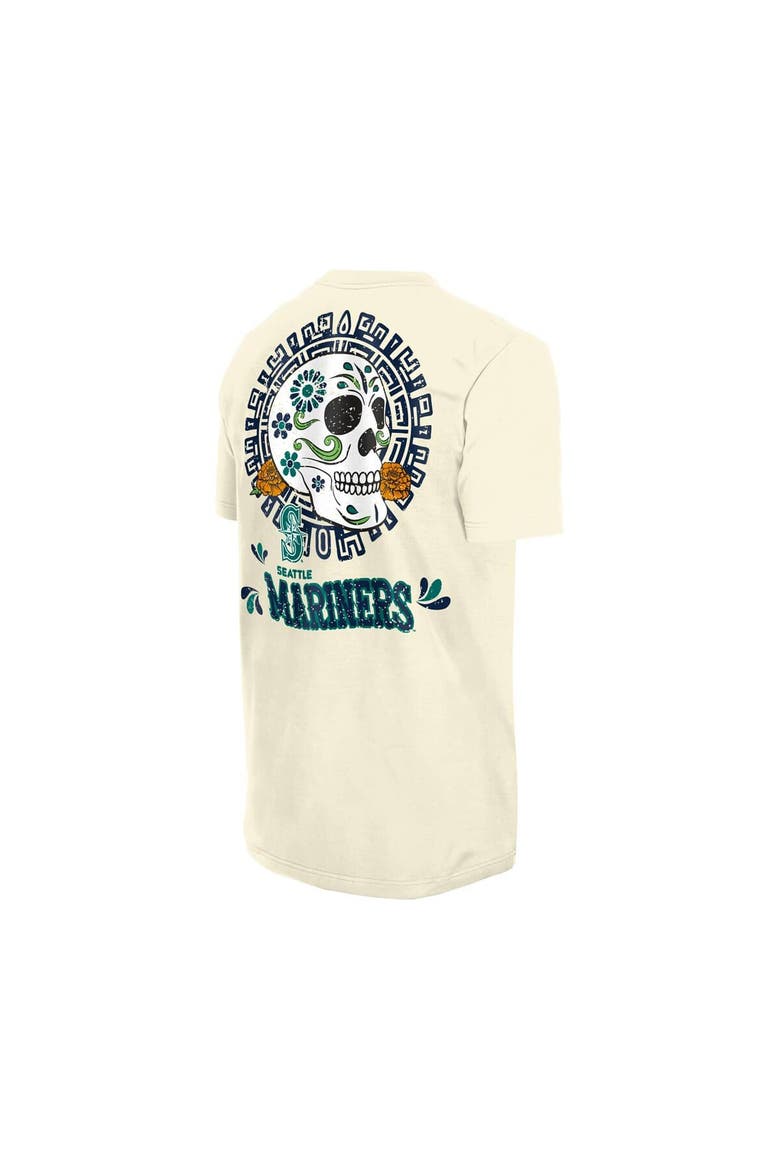 Men's New Era Natural Seattle Mariners Dia de los Muertos Sugar Skull T-Shirt, Alternate, color, Natural