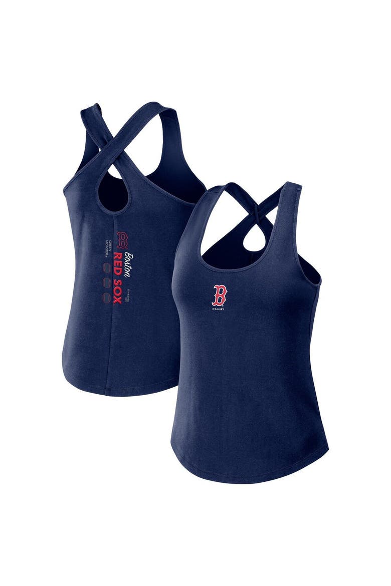Women's WEAR by Erin Andrews Navy Boston Red Sox Cross Back Tank Top, Main, color, Navy