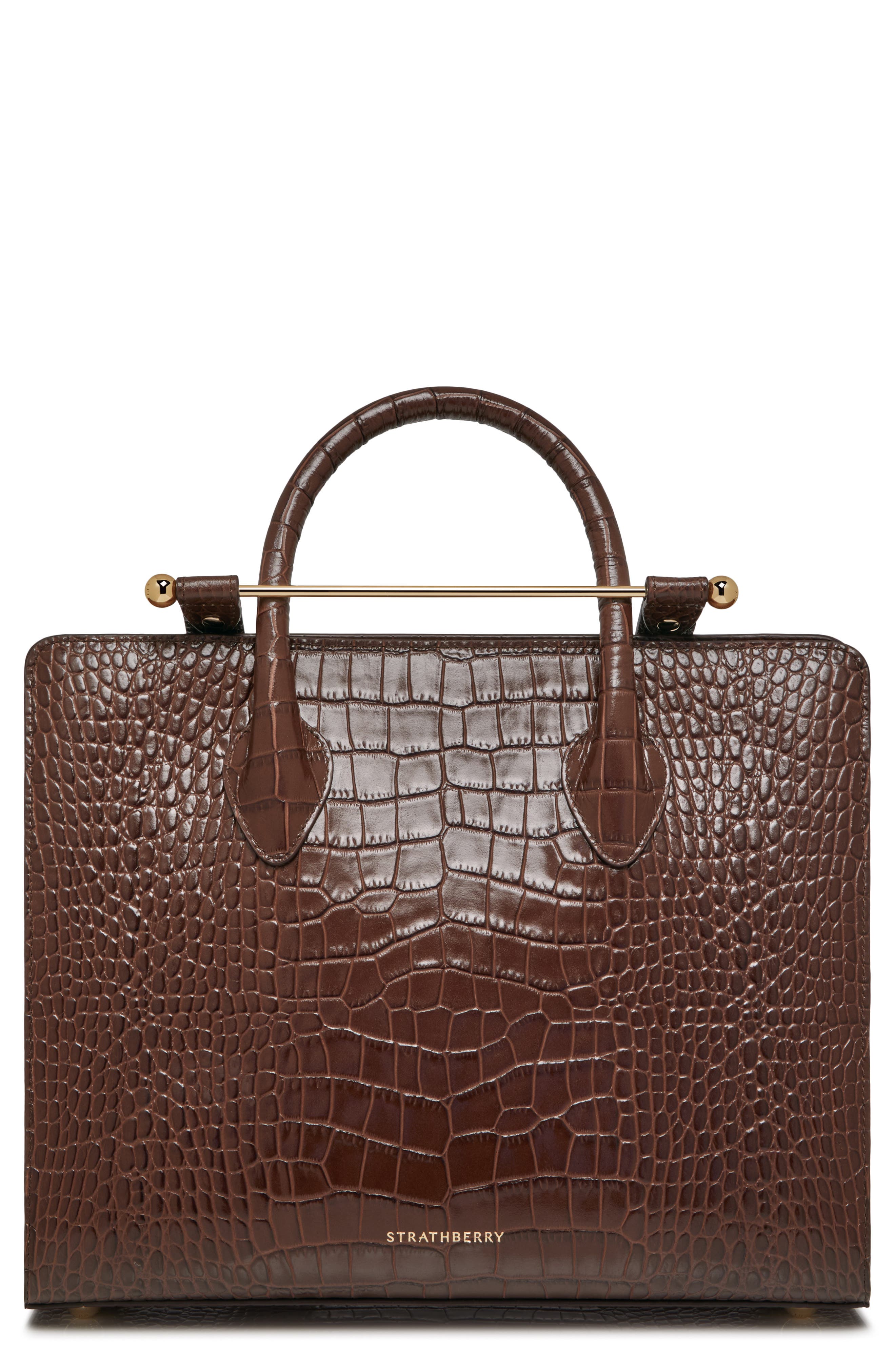 Strathberry Midi Croc Embossed Leather Tote, Main, color, 