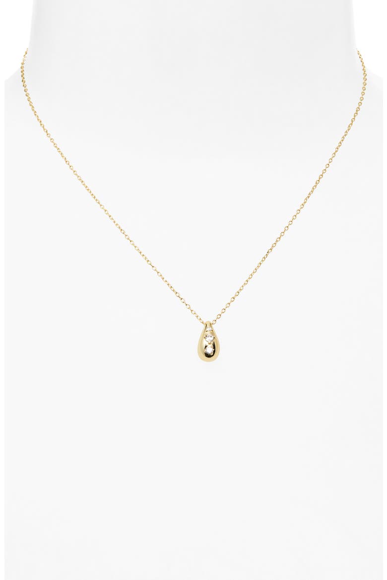 Cubic Zirconia Teardrop Necklace, Alternate, color, GOLD