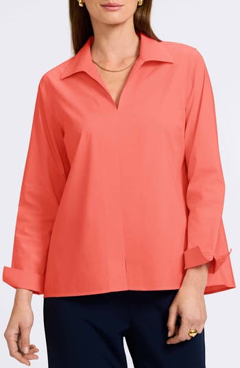 Foxcroft Agnes Split Cuff Popover Blouse | Nordstrom