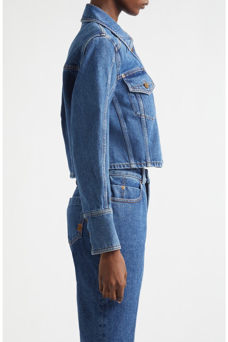 Crop Denim Jean Jacket, Alternate, color, 6EX BLEU JEAN DARK