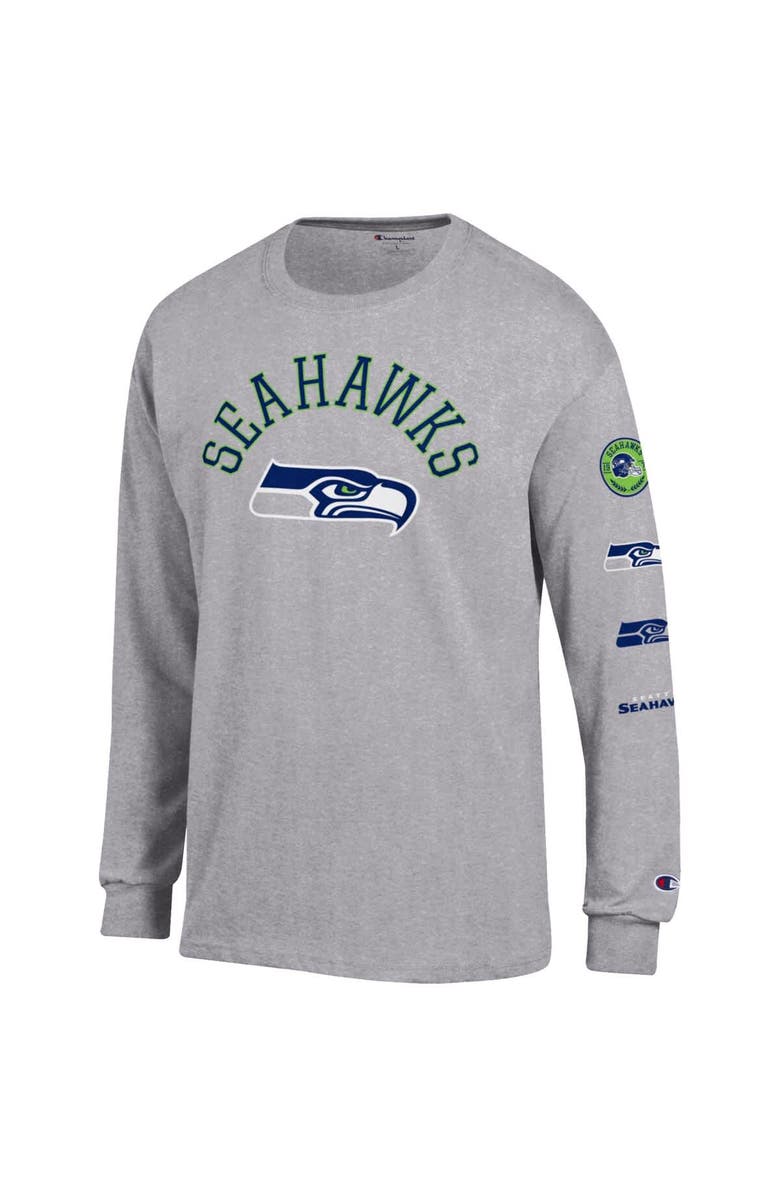 Champion Men's Champion  Heather Gray Seattle Seahawks Seal Long Sleeve T-Shirt, Alternate, color, Heather Gray
