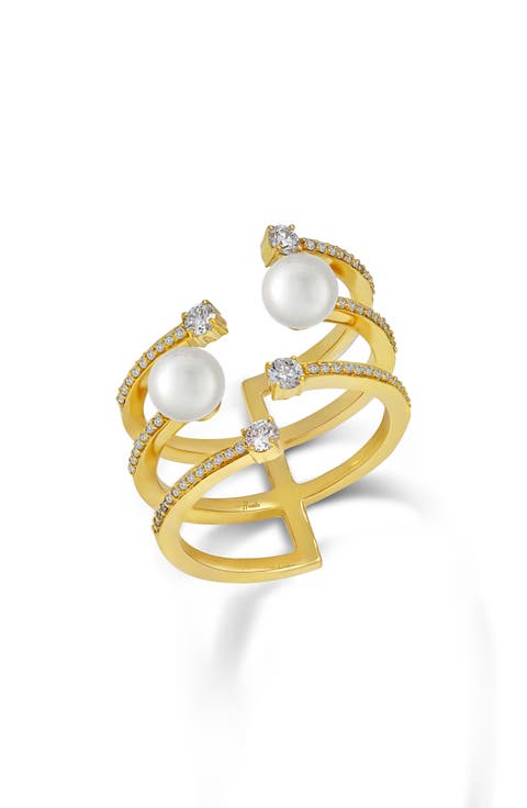 Spectrum Three-Row Pearl Ring