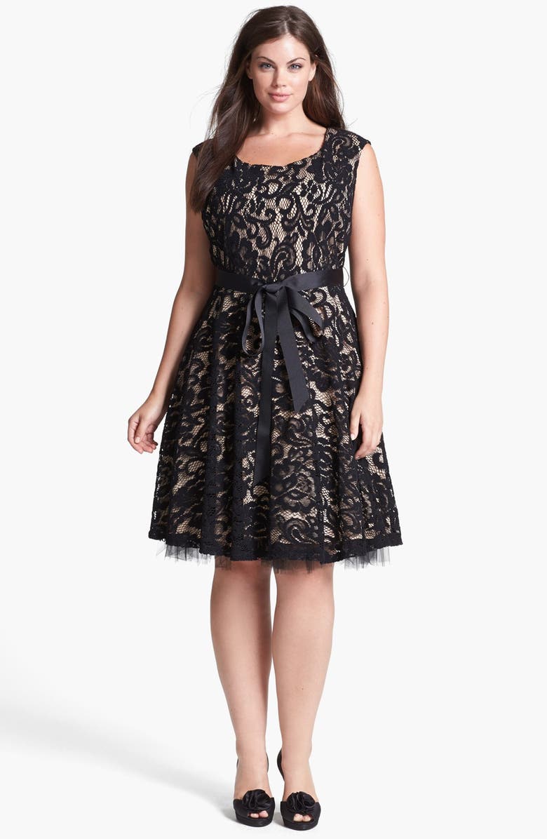 Betsy & Adam Lace Fit & Flare Dress, Alternate, color,