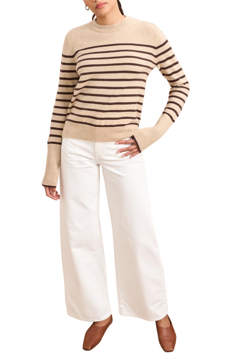La Ligne Lean Lines Sweater, Alternate, color, Tan/Chocolate