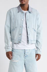 PURPLE BRAND Contrast Collar Denim Trucker Jacket