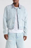 PURPLE BRAND Contrast Collar Denim Trucker Jacket