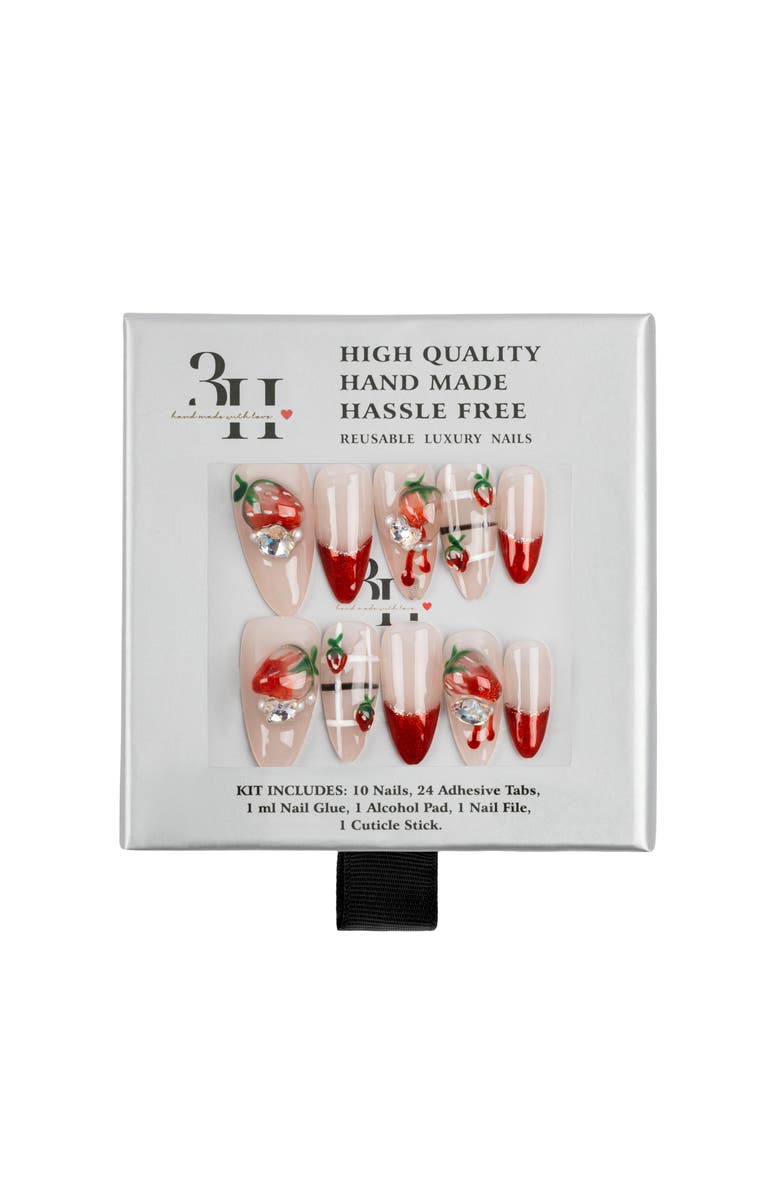 3H Nails Strawberry Glaze Luxury Handmade Press on Nails, Main, color, Red