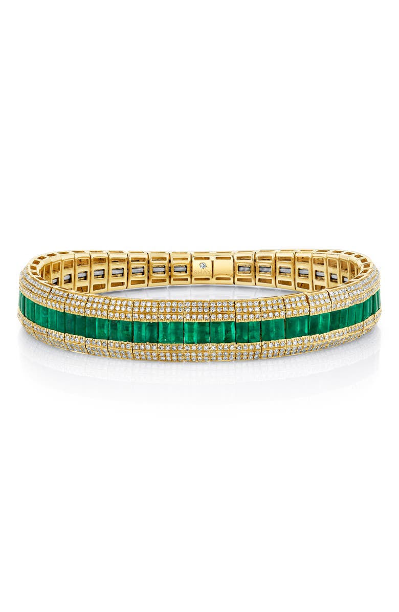 SHAY Scales Emerald & Diamond Pavé Stretch Bracelet, Main, color, Green