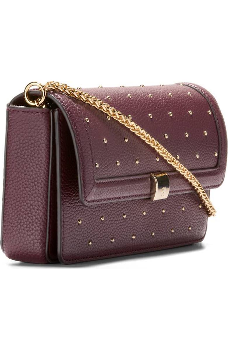 Cole Haan Daniella Leather Wallet on a Chain, Alternate, color, Black Garnet With Studs