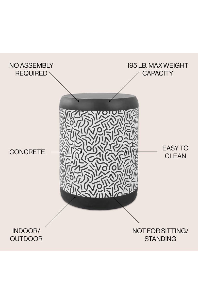 JONATHAN Y Indi 17.75" Modern Bohemian Geometric Drum Garden Stool, Alternate, color, Black/White