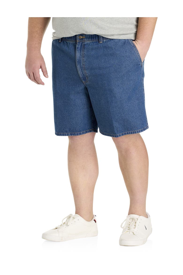 Big & Tall Elastic Waist Jean Shorts, Main, color, STONEWASH