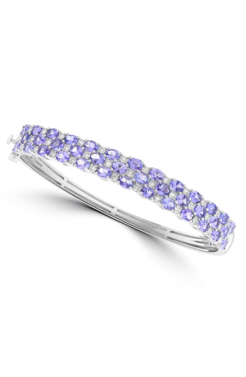 Ruby and Diamond Sterling Silver Bangle