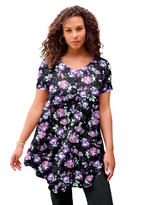 Plus Size Ultra Drape V Neck Swing Tunic Top