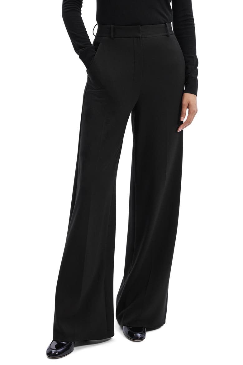 High Waist Double Knit Wide Leg Pants, Main, color, BLK