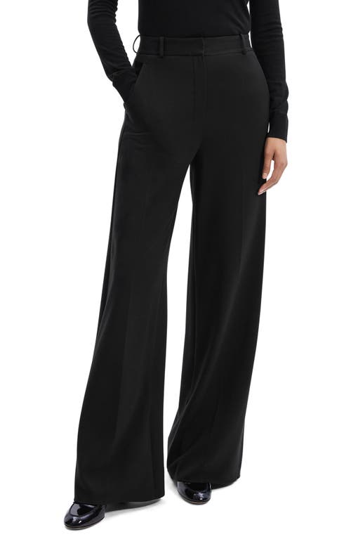 Theory High Waist Double Knit Wide Leg Pants In Black