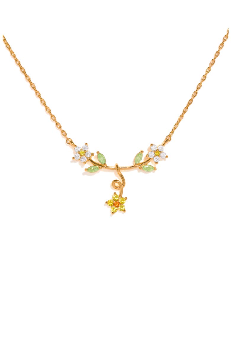 Golden Daisy Cubic Zirconia Pendant Necklace, Main, color, GOLD