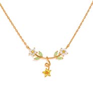 Girls Crew Golden Daisy Cubic Zirconia Pendant Necklace