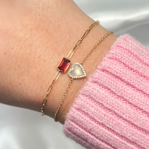 The Lovery Fine Jewelry Garnet Bezel Paperclip Bracelet In Burgundy