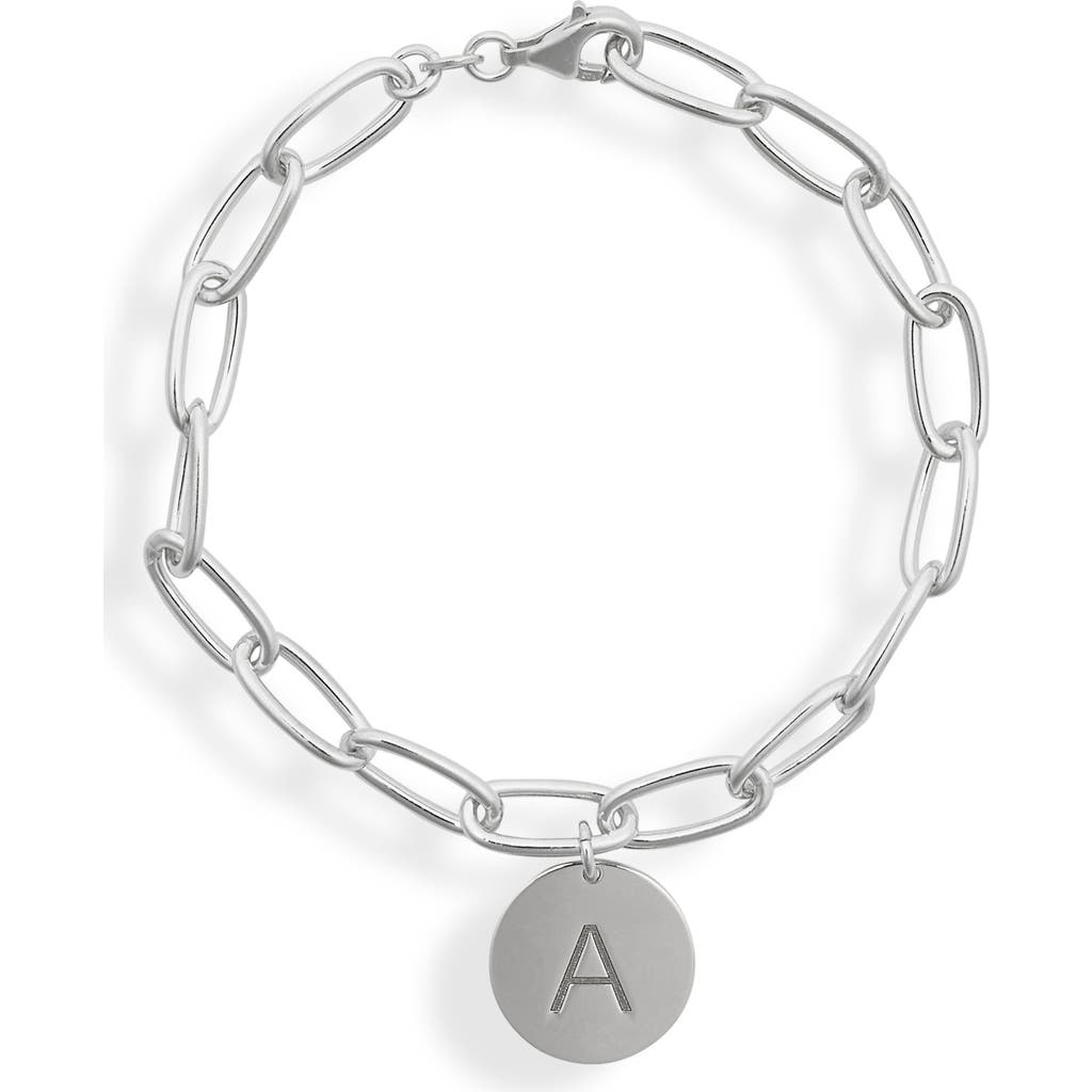 Meshmerise Initial Disc Charm Bracelet In White-a