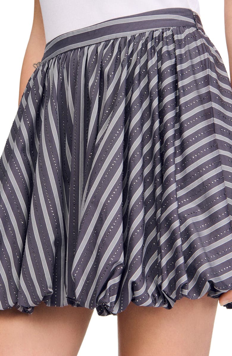 SANDRO Striped rhinestone bubble skirt, Alternate, color, Grey