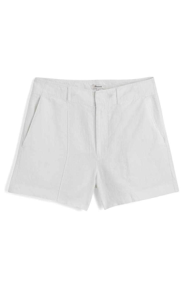 Madewell Pintuck Linen Shorts, Alternate, color, Salt