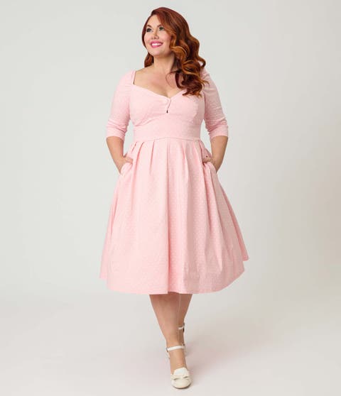 Plus Size Woven Sweetheart Neckline Lamar Swing Dress