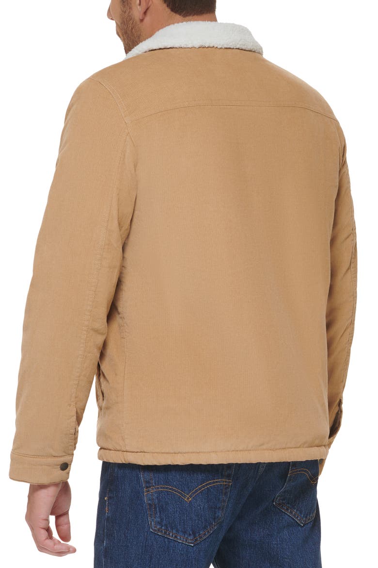 Corduroy Faux Shearling Lined Trucker Jacket, Alternate, color, TAN