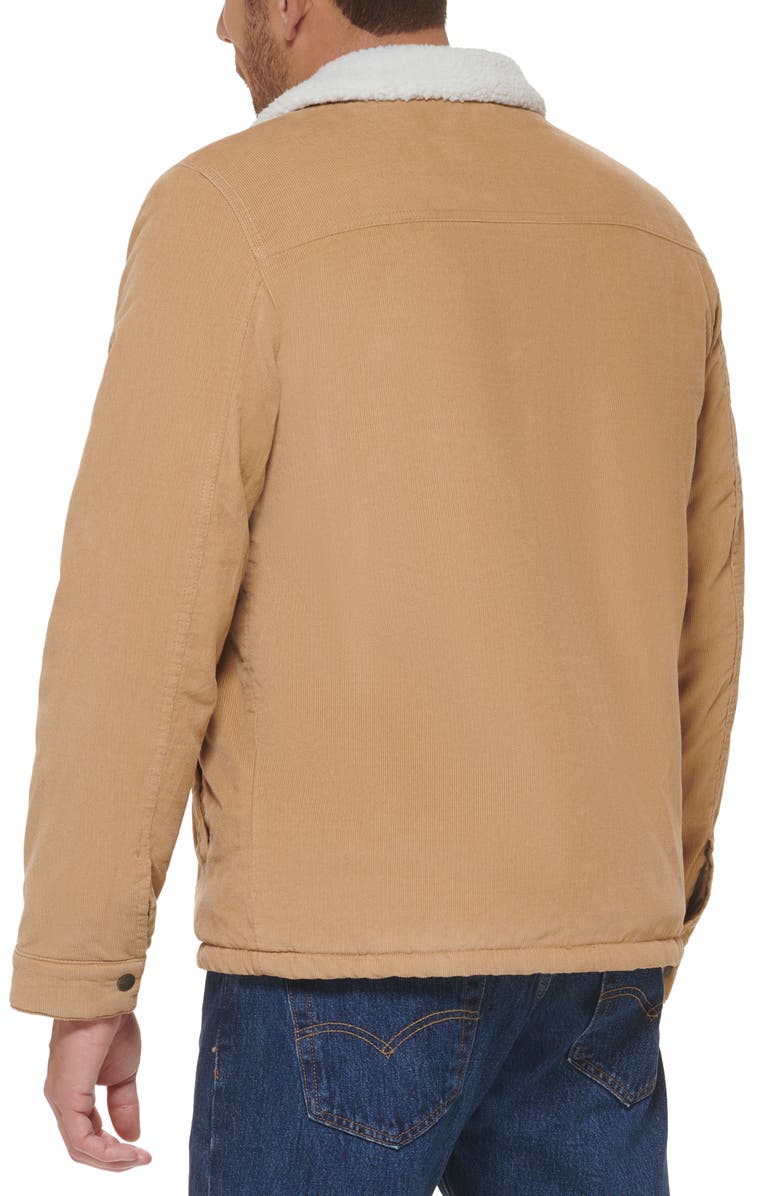 Levi's<sup>®</sup> Corduroy Faux Shearling Lined Trucker Jacket, Alternate, color, Tan