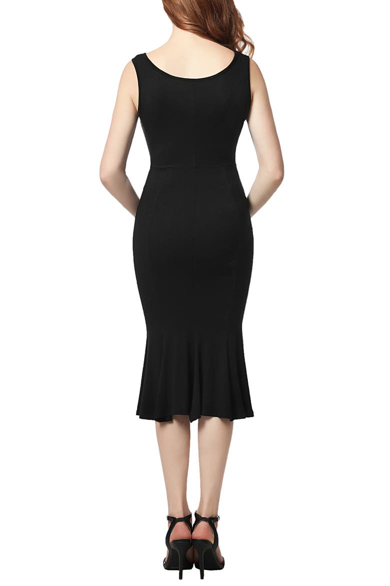 Bria Maternity Mermaid Midi Dress, Alternate, color, BLACK
