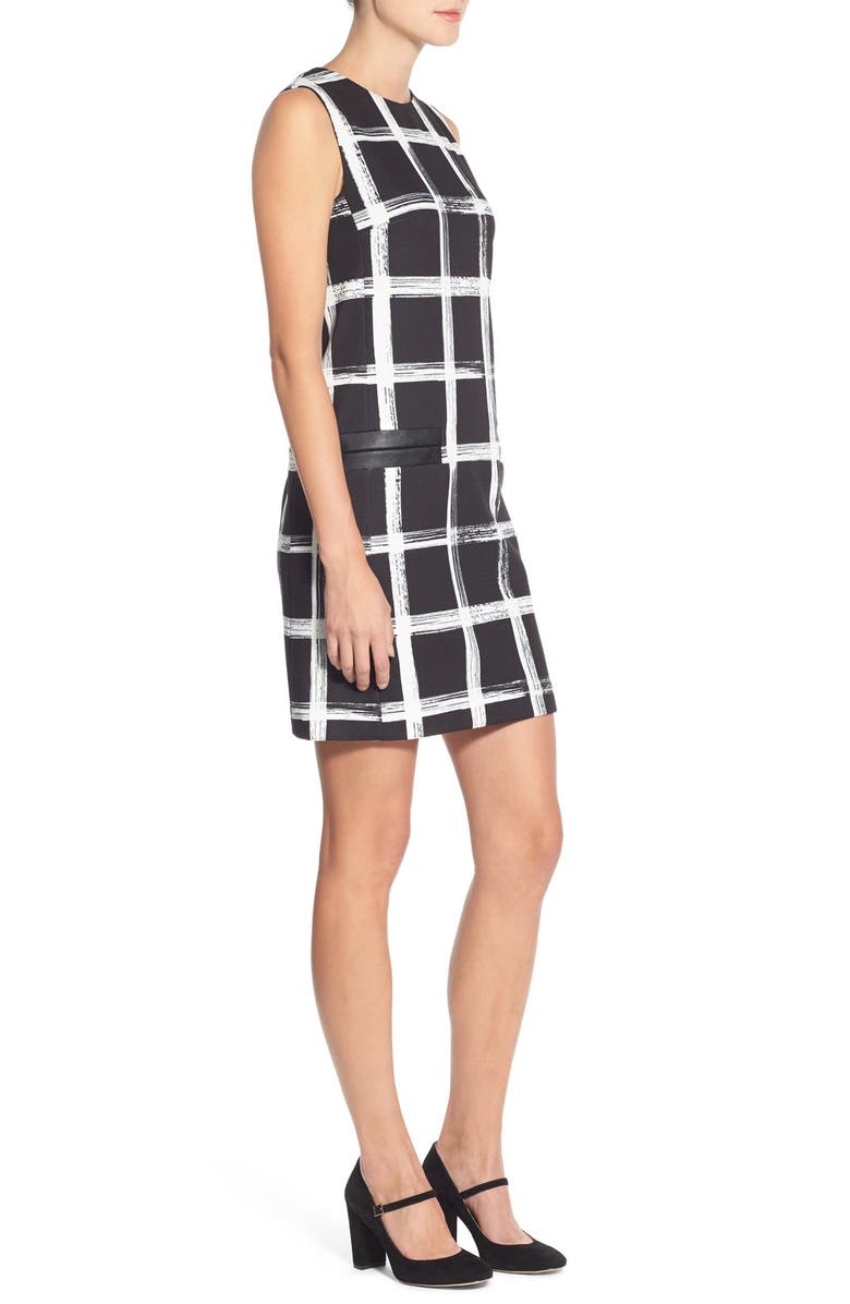 Eliza J Windowpane Print Ponte Shift Dress, Alternate, color,
