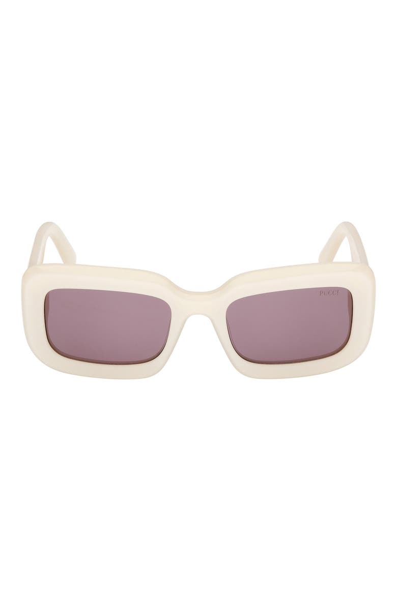 52mm Rectangular Sunglasses, Main, color, PEARL IVORY / LIGHT VIOLET