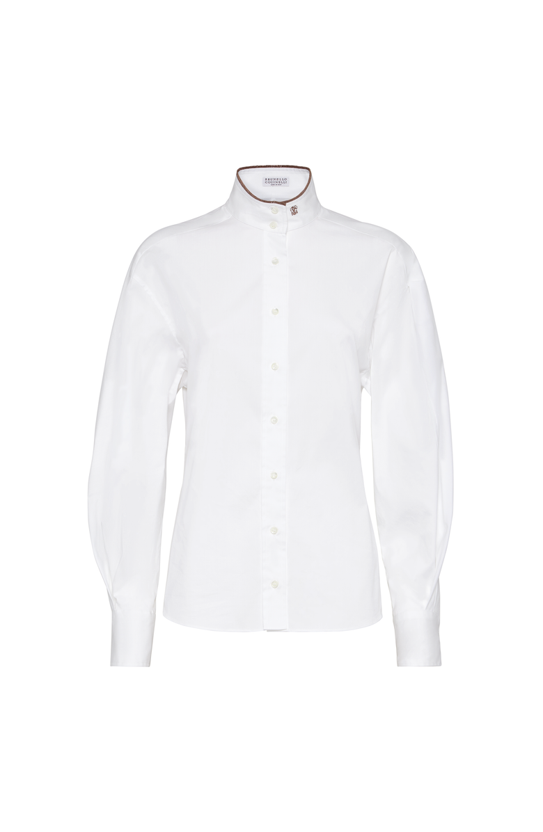 Brunello Cucinelli Stretch poplin shirt with monili, Main, color, White