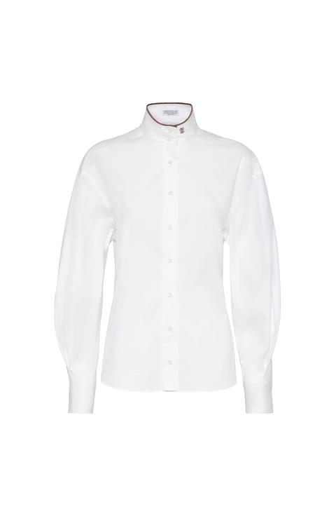 Stretch poplin shirt with monili