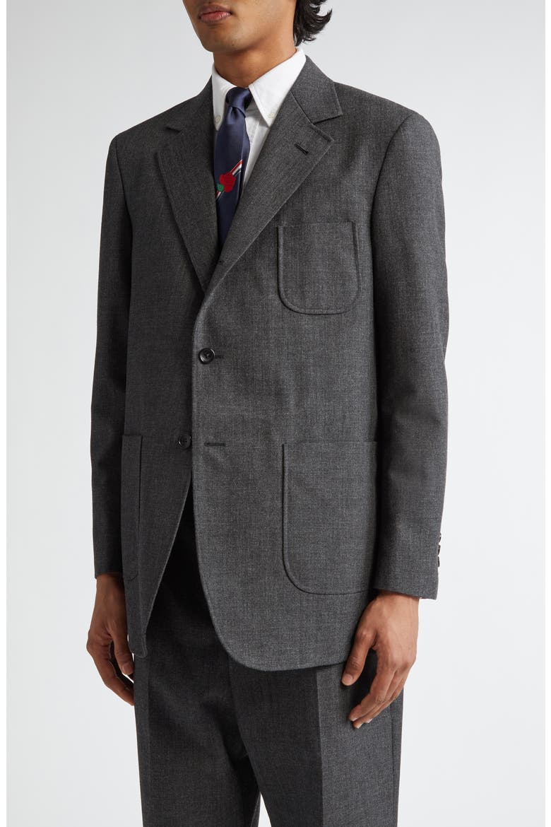 Unstructured Virgin Wool Hopsack Sport Coat, Alternate, color, DARK GREY
